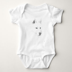 Saber A Siberian Husky Drawing Art Blue Eyes Romper