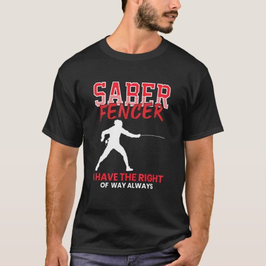 Saber Fencer - Omheining Coach Combat Sport Szwaar T-shirt (Voorkant)