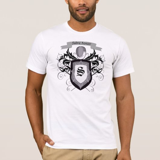 Saber Fencing Crest White Mannen T-Shirt (Voorkant)
