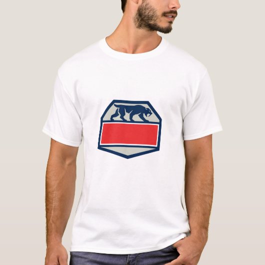 Saber Tooth Tiger Cat Hexagon Retro T-shirt (Voorkant)