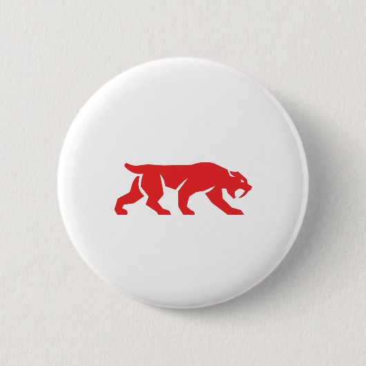 Saber Tooth Tiger Cat Silhouette Retro Ronde Button 5,7 Cm (Voorkant)