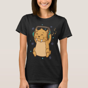 Saber Toothed Tiger luistert naar Music Wild Cat P T-shirt