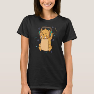 Saber-Toothed Tiger luistert naar muziek Wild Cat  T-shirt