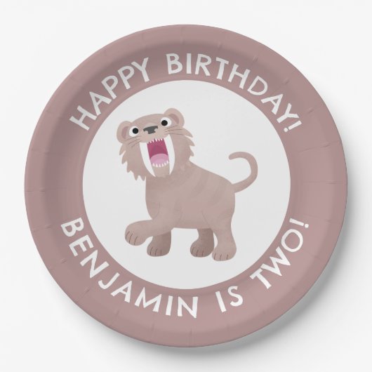 Saber Toothed Tiger Smilodon gepersonaliseerde ver Papieren Bordje (Voorkant)