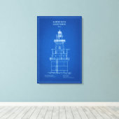 Sabine Bank Lighthouse - Texas – AD Canvas Afdruk (Insitu (Houten vloer))