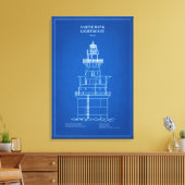 Sabine Bank Lighthouse - Texas – AD Canvas Afdruk (Insitu (Woonkamer))