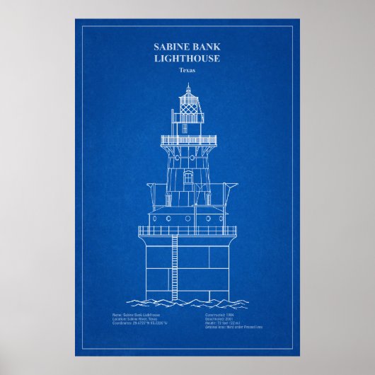 Sabine Bank Lighthouse - Texas – AD Poster (Voorkant)