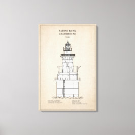Sabine Bank Lighthouse - Texas - SBD Canvas Afdruk