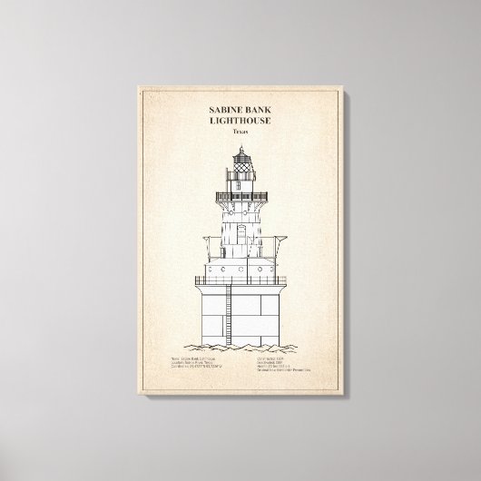 Sabine Bank Lighthouse - Texas - SBD Canvas Afdruk (Voorkant)