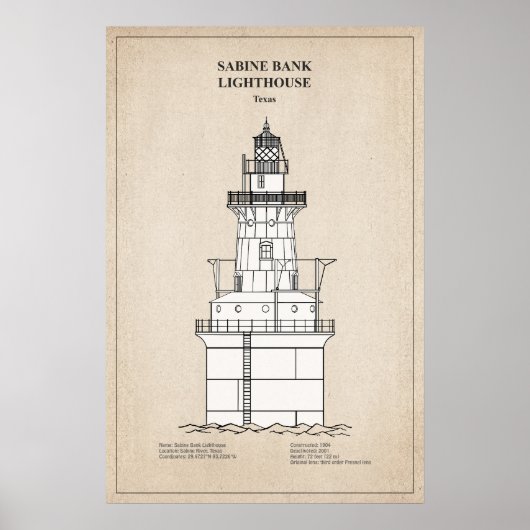 Sabine Bank Lighthouse - Texas - SBD Poster (Voorkant)