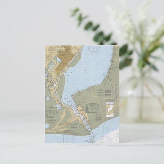 Sabine Pass Port Arthur Nautical Chart Briefkaart (Staand voorkant)