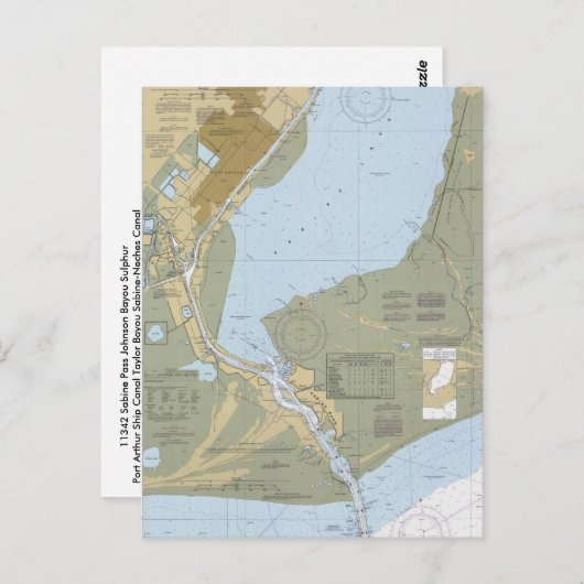 Sabine Pass Port Arthur Nautical Chart Briefkaart (Voorkant / Achterkant)