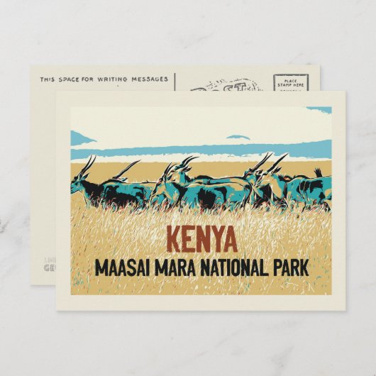 Sable antelope of Kenya, Nationaal Park Maasai Mar Briefkaart (Voorkant / Achterkant)