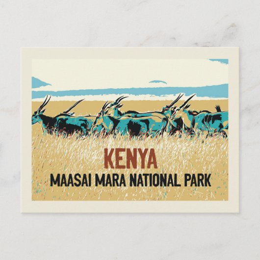 Sable antelope of Kenya, Nationaal Park Maasai Mar Briefkaart (Voorkant)