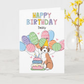 Sable Aussiedoodle Hond Gelukkige Verjaardag Kaart (Gele Bloem)