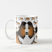 Sable Cartoon Sheltie met Dog Bone & Name Koffiemok (Links)