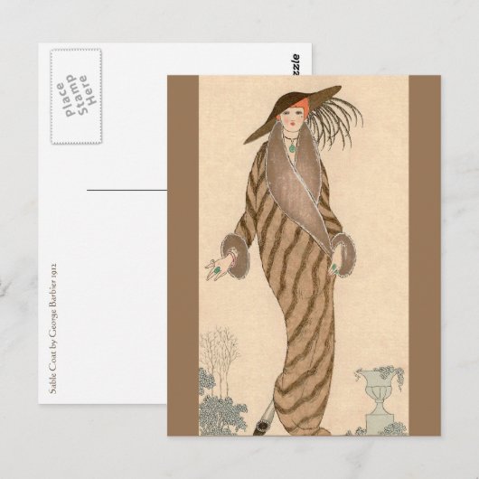 Sable Coat George Barbier Briefkaart (Voorkant / Achterkant)