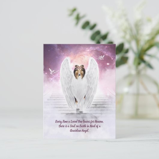 Sable Collie Angel, Dog Heaven - Pet Loss Sympathy Briefkaart (Staand voorkant)