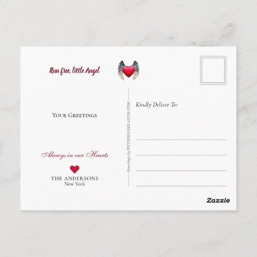 Sable Collie Angel, Dog Heaven - Pet Loss Sympathy Briefkaart (Achterkant)