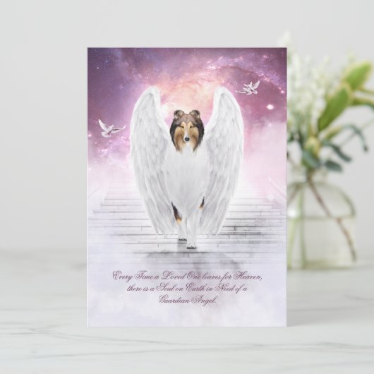 Sable Collie Angel Heaven - Pet Loss Sympathy Card (Staand voorkant)