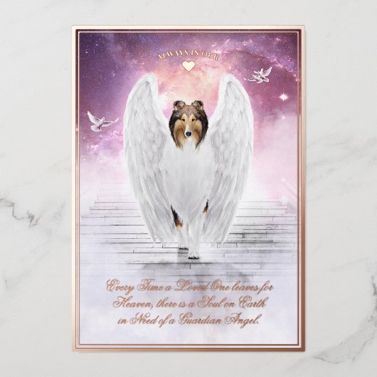 Sable Collie Angel - Pet Loss Sympathy Folie Kaart (Voorkant)