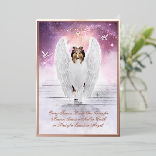 Sable Collie Angel - Pet Loss Sympathy Folie Kaart (Staand Voorkant)