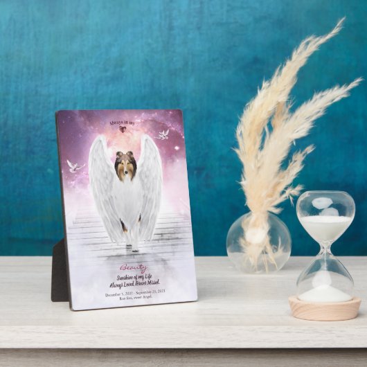 Sable Collie Engel in de Hemel - Gedenkfoto huisdi Fotoplaat (Zijkant)