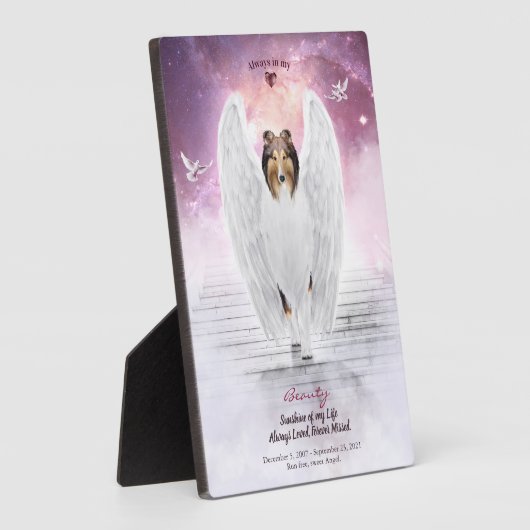 Sable Collie Engel in de Hemel - Gedenkfoto huisdi Fotoplaat (Zijkant)