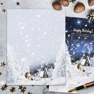 Sable Collie & Lambs, Snowy Kerstmis - Stationery