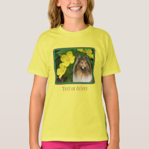 Sable Collie Yellow Primrose Dog Art gepersonalise T-shirt