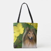 Sable Collie Yellow Primrose Dog Art Tote Bag (Achterkant)