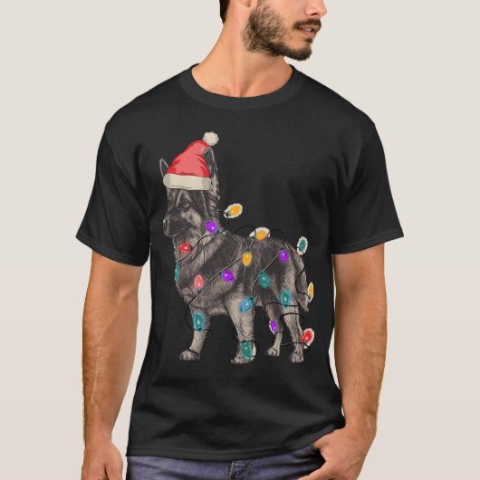 SABLE DUITSE HERDER MET SINTERKLAAS PET CHRISTM T-SHIRT (Voorkant)