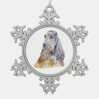 Sable English Cocker Spaniel Tin Sneeuwvlok Ornament