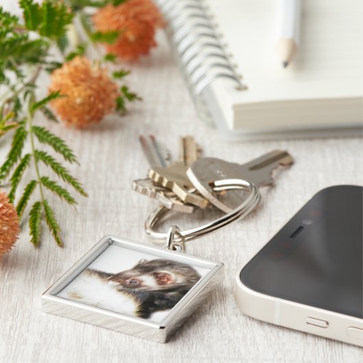 Sable Ferret Afbeelding Sleutelhanger (Zijkant)