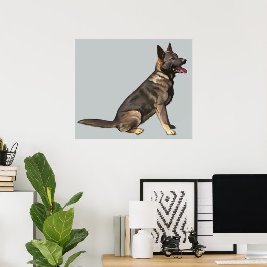 Sable German Shepherd Dog Poster (Thuiskantoor)
