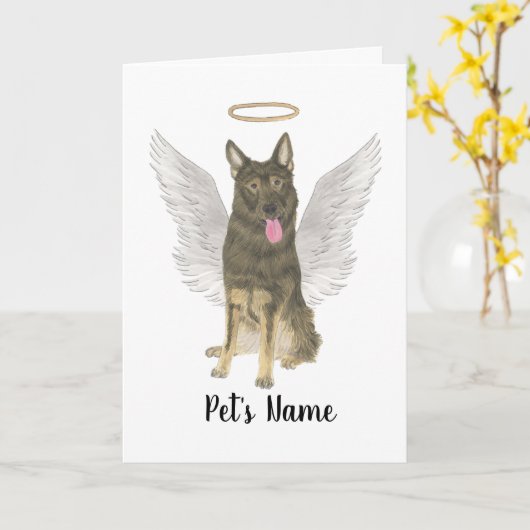 Sable German Shepherd Sympathy Memorial Kaart (Gele Bloem)