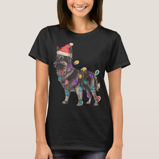 SABLE GERMAN SHEPHERD WITH SANTA CLAUS HAT CHRISTM T-SHIRT (Voorkant)