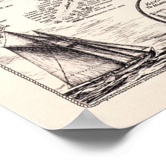 Sable Island Atlantic Graveyard Schatkaart Afdrukk Poster (Hoek)