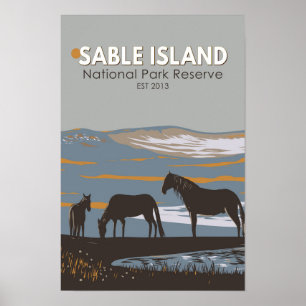 Sable Island National Park Reserve Canada Retro Poster