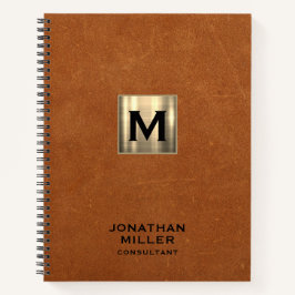 Sable Leather Gold Monogram Notitieboek
