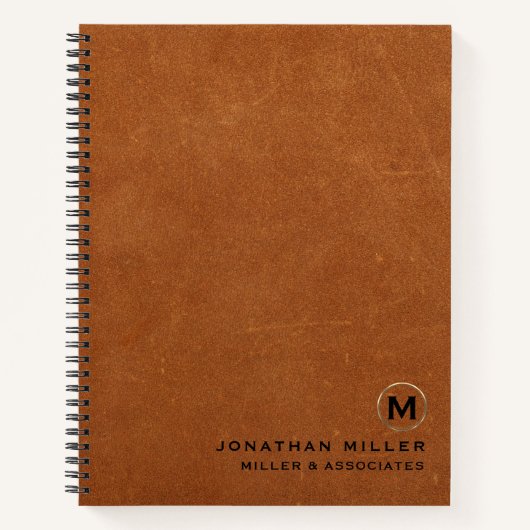 Sable Leather Luxury Gold Initiaal Logo Notitieboek (Voorkant)