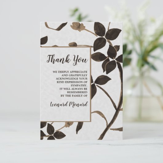 Sable Leaves Funeral Bedankt kaarten (Staand voorkant)