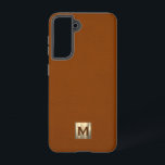Sable Luxury Gold Monogram Samsung Galaxy Hoesje<br><div class="desc">Eenvoudige luxe monogrammed-telefoonbehuizing is voorzien van een modern design met geborsteld metalen monogram embleem op sable suede look textured background.</div>