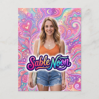 Sable Noon Beauty Pose #1 Met Kleurrijke Achtergro Briefkaart