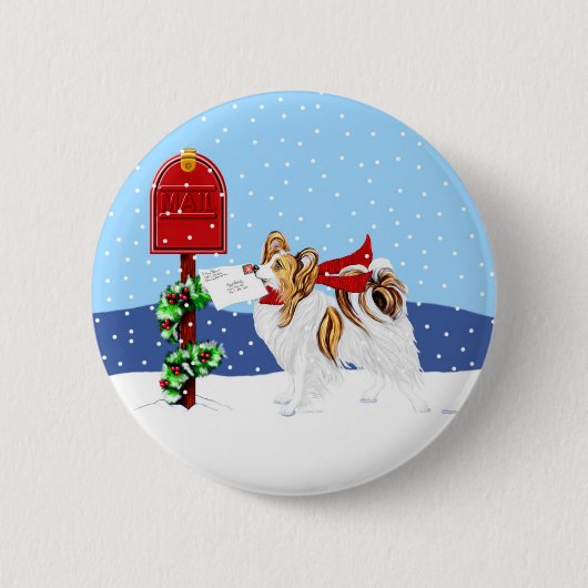 Sable Papillon Christmas Mail Ronde Button 5,7 Cm (Voorkant)