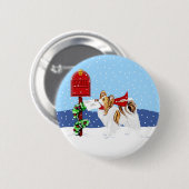 Sable Papillon Christmas Mail Ronde Button 5,7 Cm (Voorkant /achterkant)