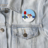 Sable Papillon Christmas Mail Ronde Button 5,7 Cm (In situ)