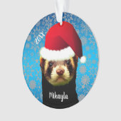Sable Pet Ferret in Santa Hat Ornament (voorkant)