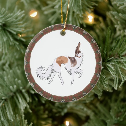 Sable Prancing Borzoi kerstversiering Keramisch Ornament (Boom)