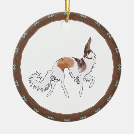 Sable Prancing Borzoi kerstversiering Keramisch Ornament (Voorkant)
